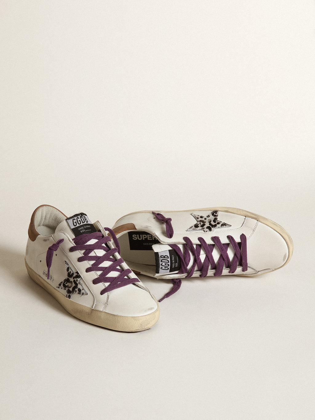 Super-Star with leopard pony skin star and brown nubuck heel tab| Golden Goose