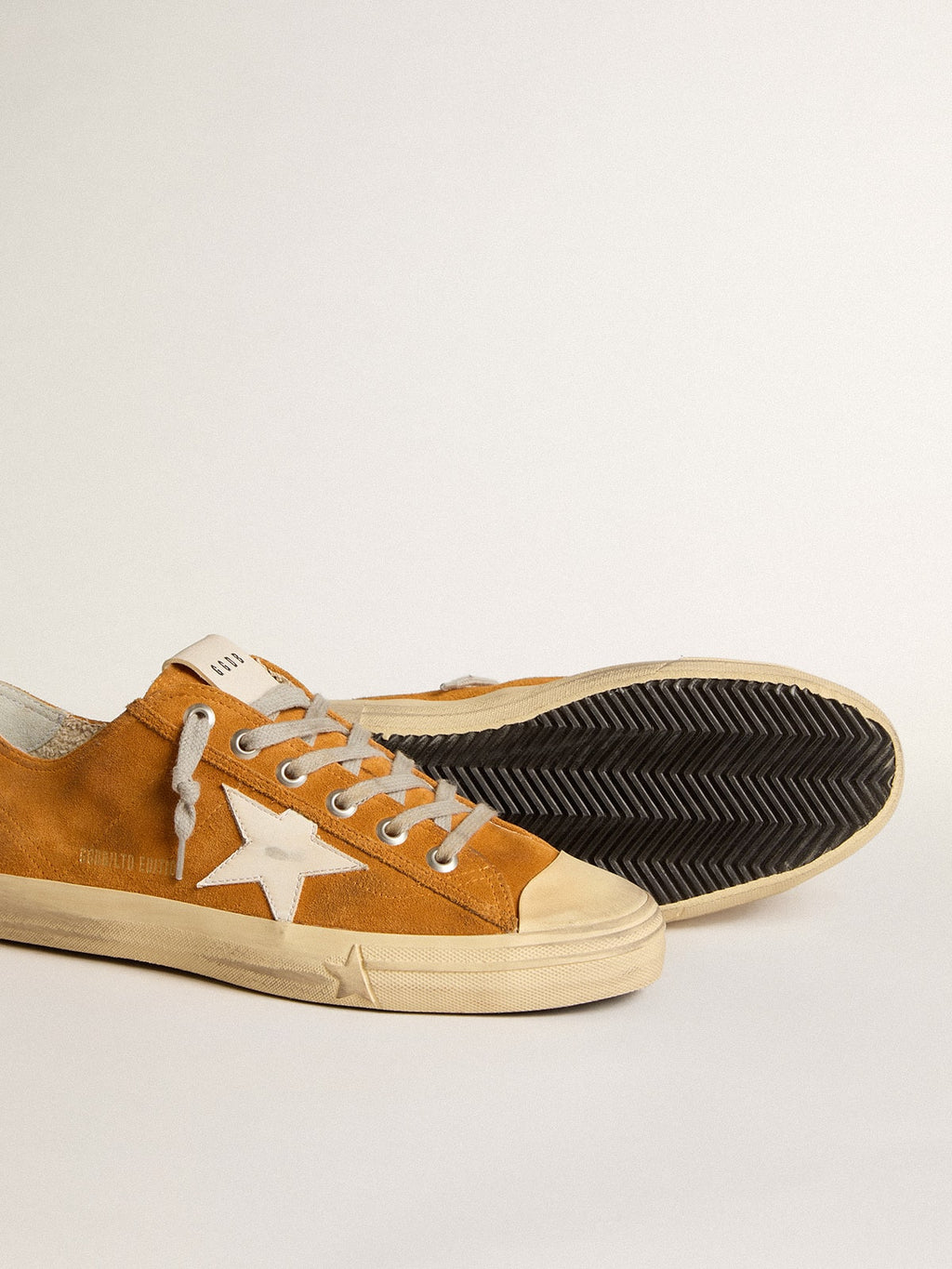 Men's V-Star LTD in camel suede with a milk-white leather star| Golden Goose