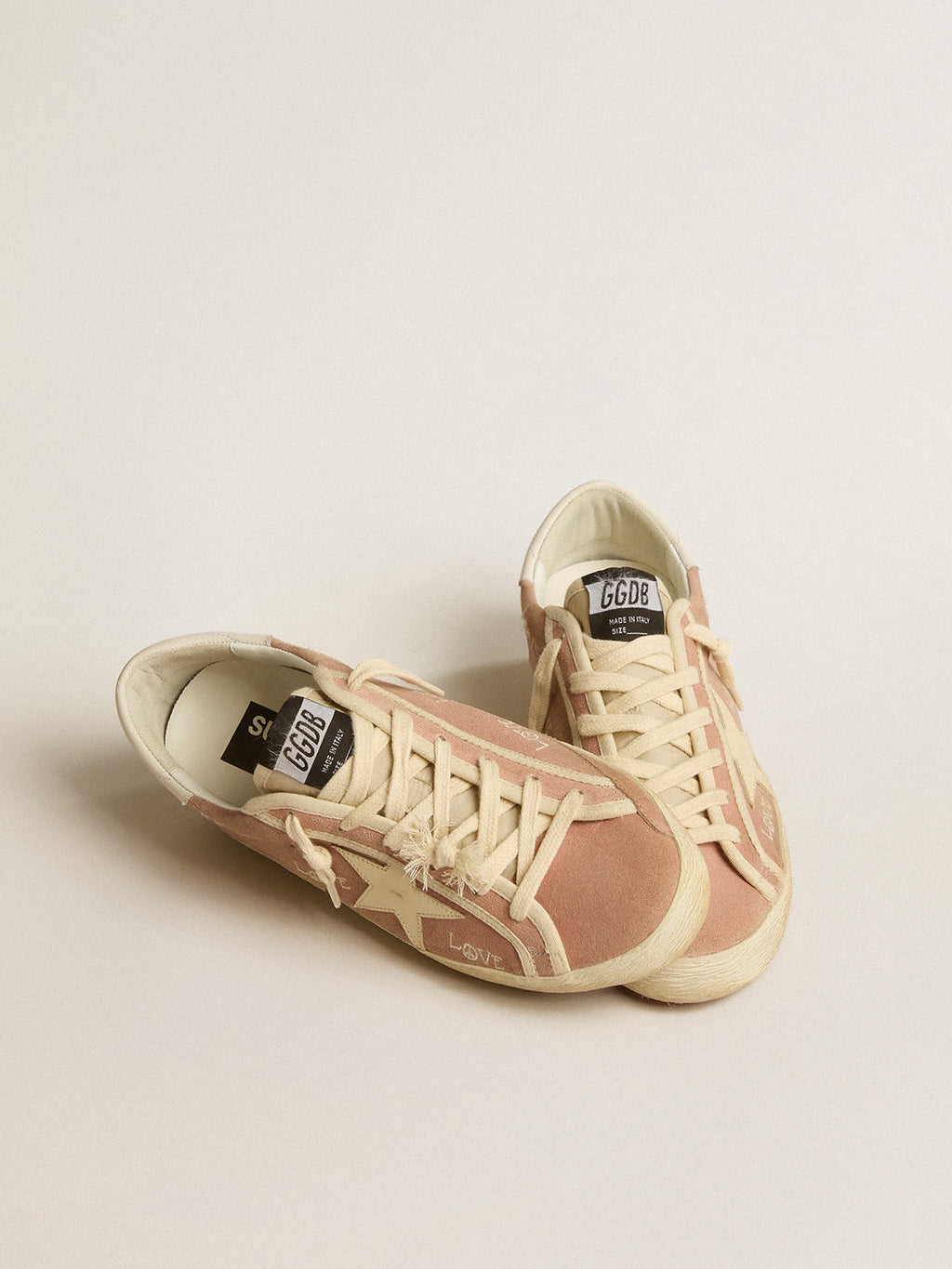Super-Star in powder-pink suede with cream leather star| Golden Goose