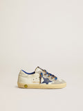 Super-Star Junior with blue leather star and ice-gray suede inserts| Golden Goose