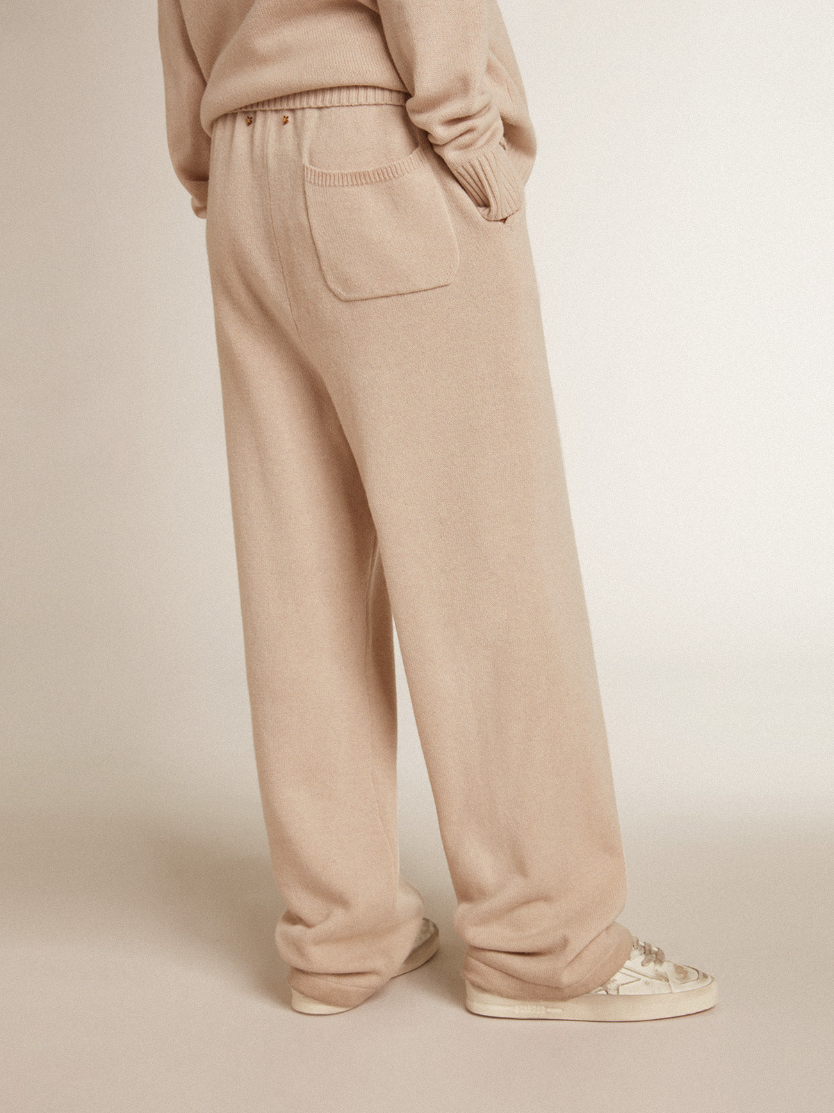 Natural white cashmere blend women's joggers| Golden Goose
