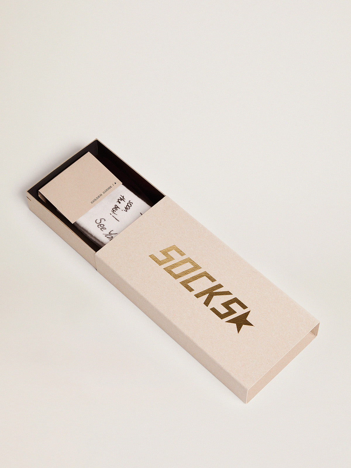 Optical white socks with black lettering| Golden Goose