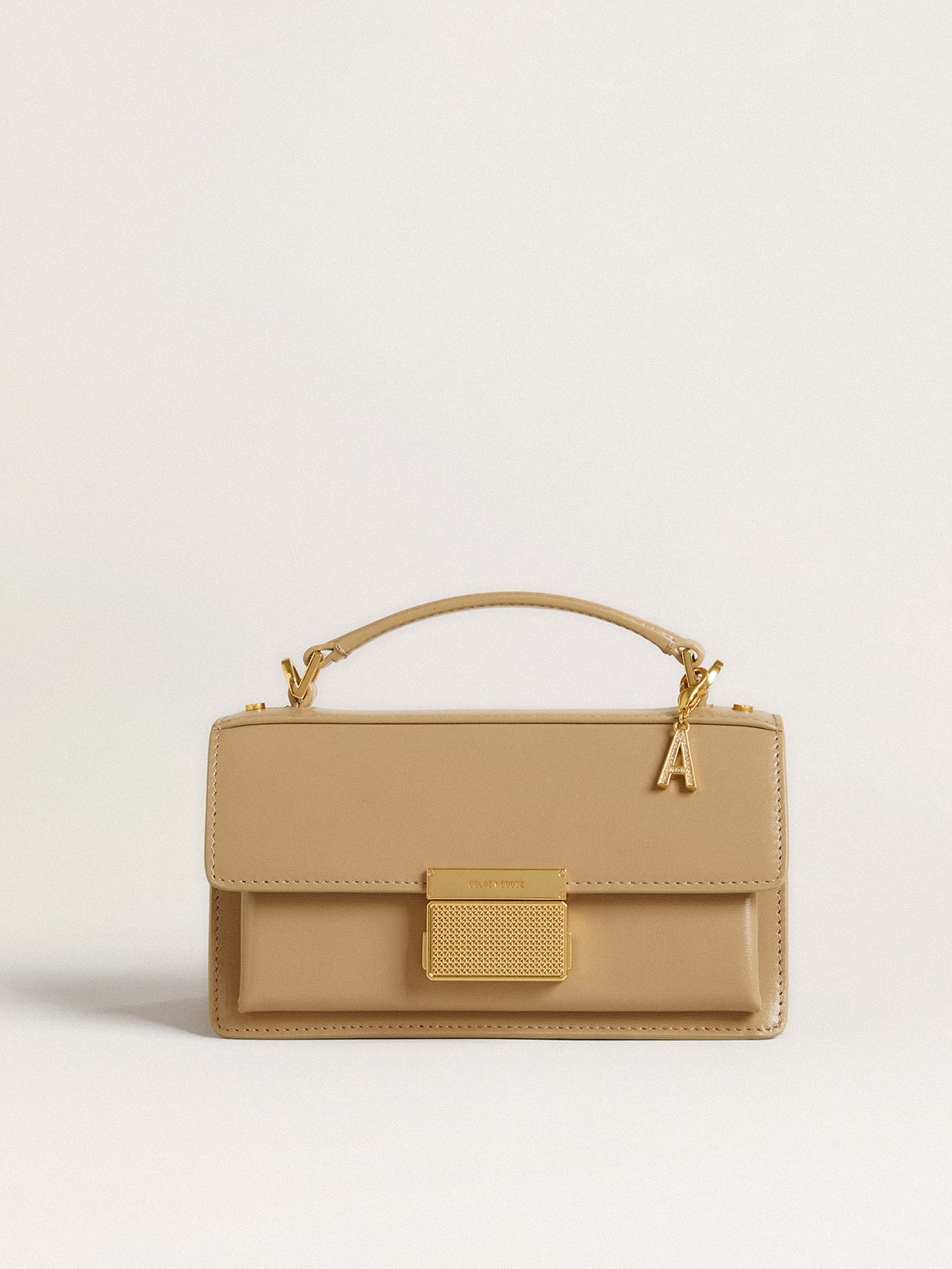 Letter A charm in gold-colored brass with crystals| Golden Goose