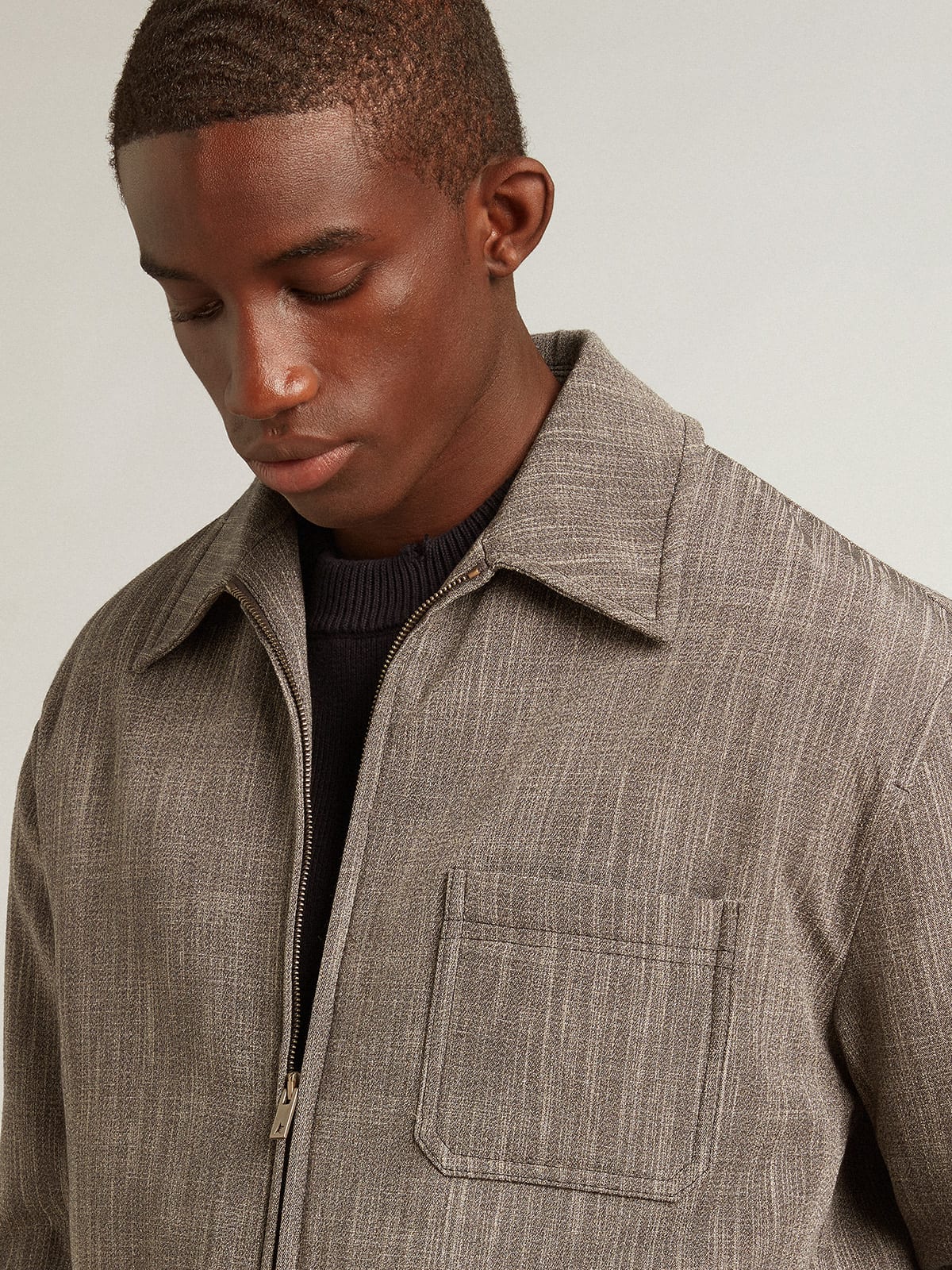 Men's wool blend coach jacket