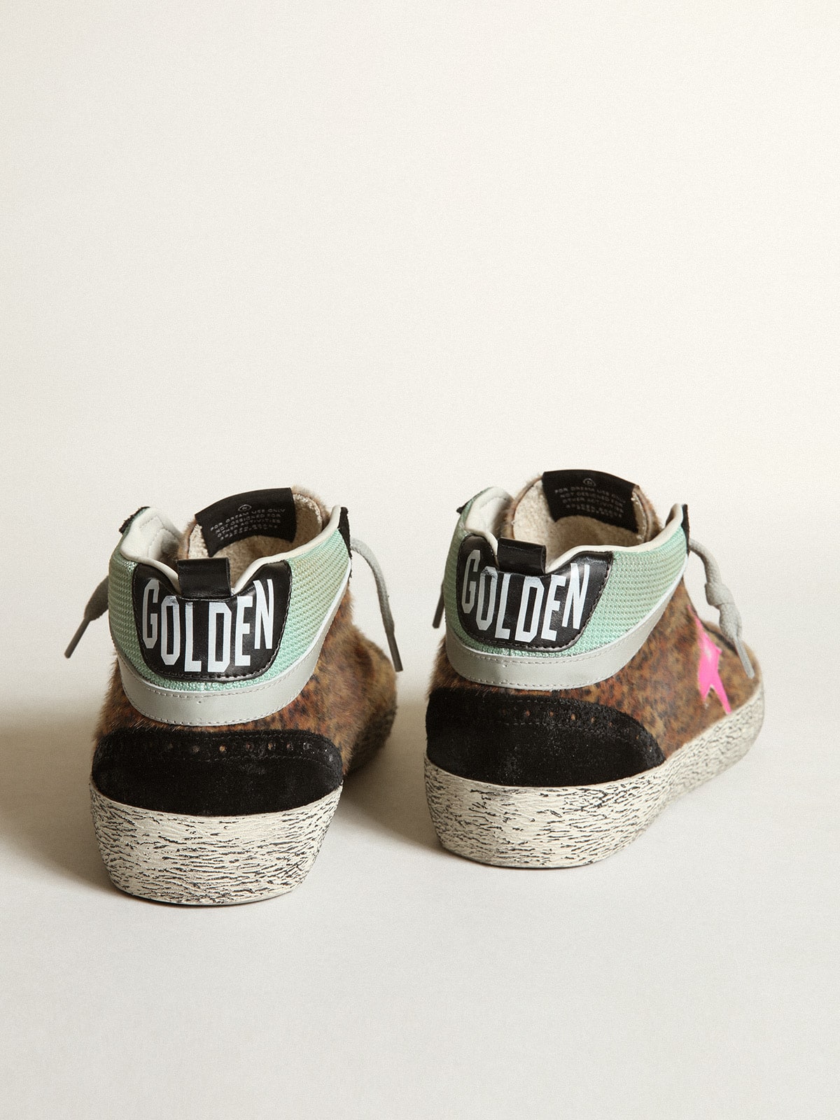 Mid Star in leopard-print pony skin with fuchsia leather star| Golden Goose