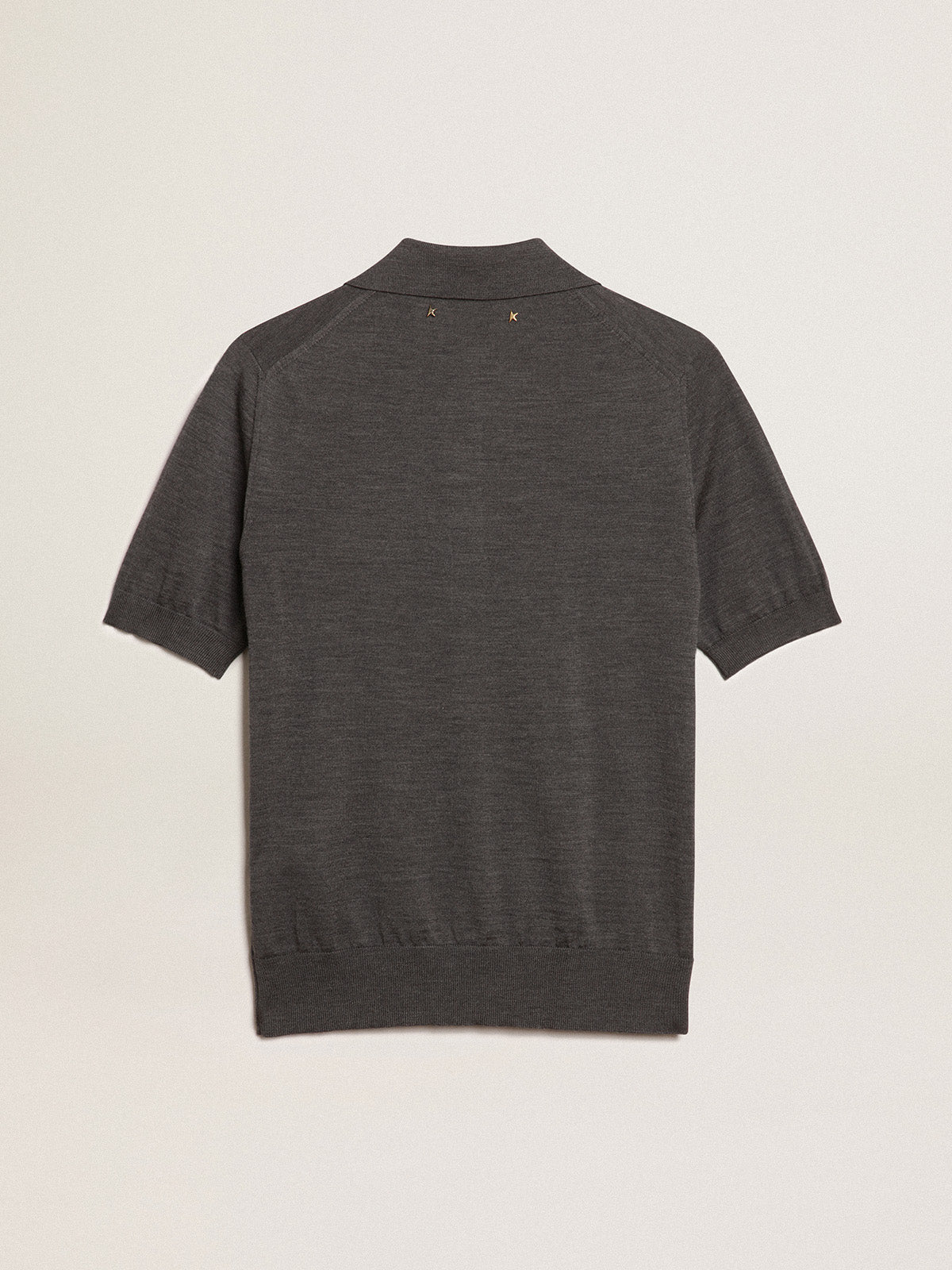 Women's polo shirt in anthracite merino wool| Golden Goose