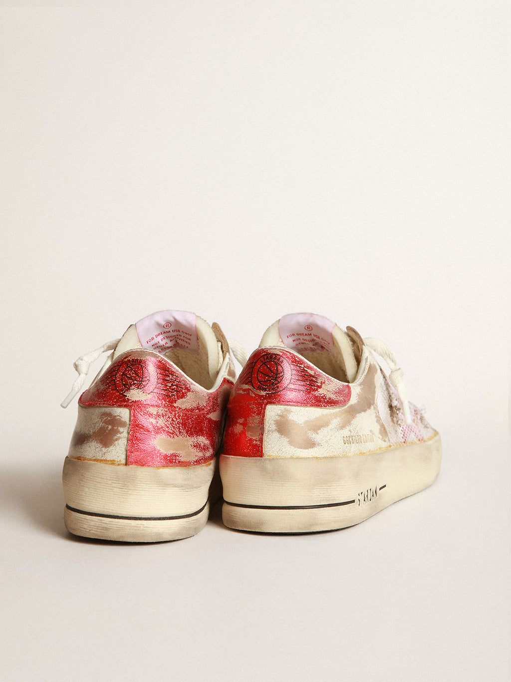 Stardan LAB sneakers in white leather and mesh with red laminated leather star| Golden Goose