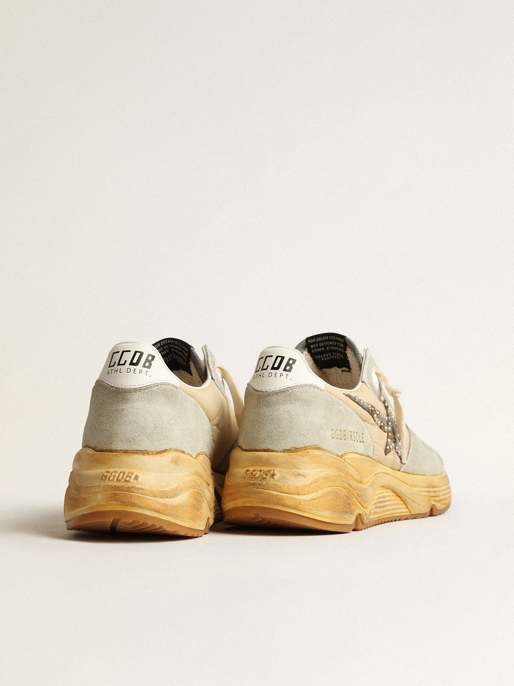 Women's Running Sole in ice gray with studded suede star| Golden Goose