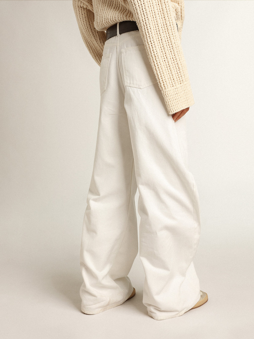 Wide-leg jeans in white bull denim| Golden Goose