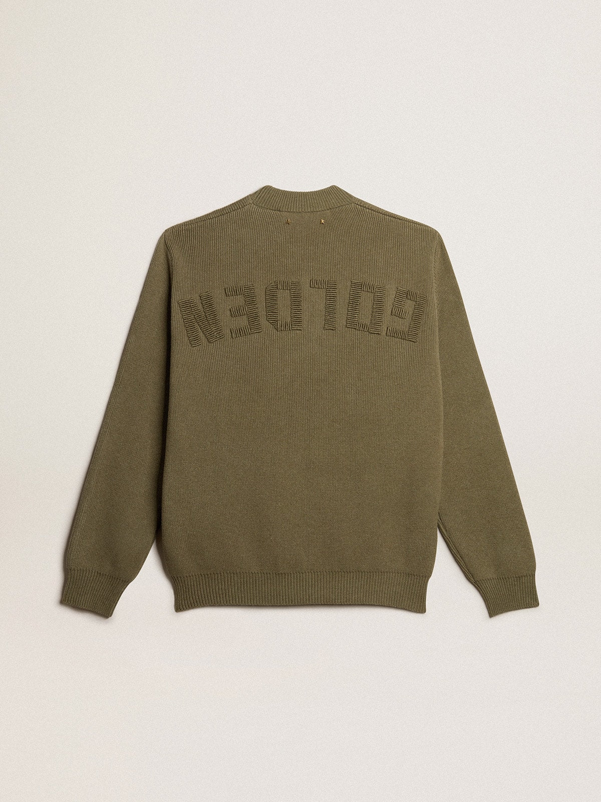 Men's round-neck sweater in cotton with logo on the back| Golden Goose
