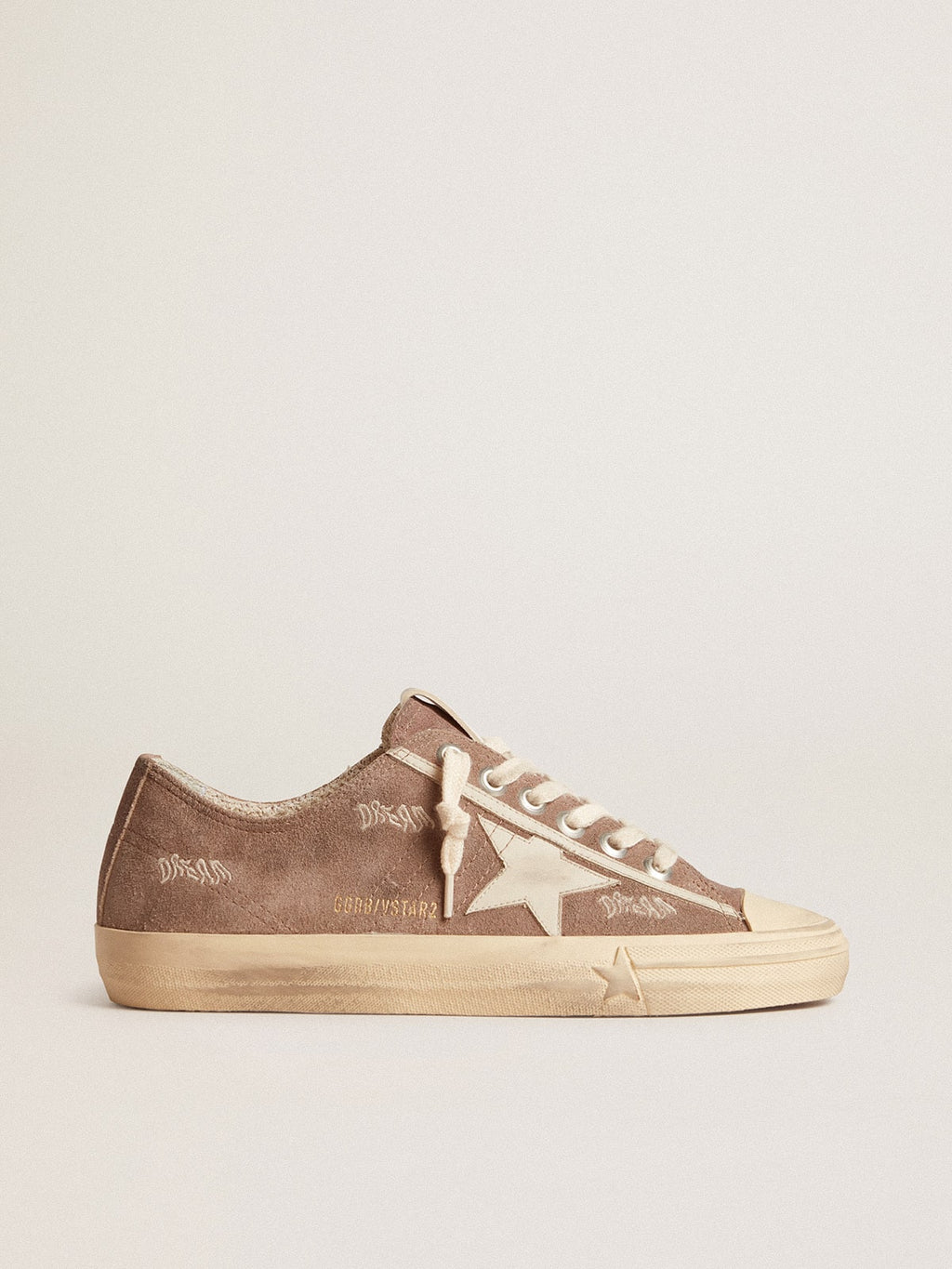 Women's V-Star in dove-gray suede with light gray leather star| Golden Goose