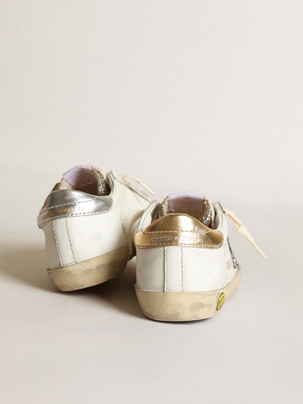 Young Super-Star with silver glitter star and platinum tongue| Golden Goose
