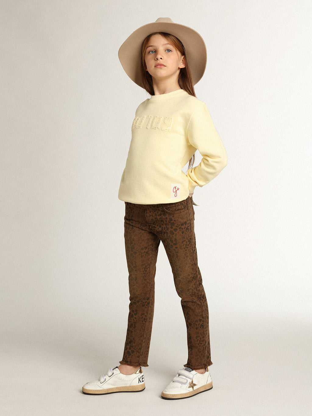 Girls' skinny jeans with animal print| Golden Goose