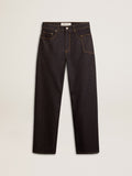 Men's dark blue wide-leg jeans in one-wash denim