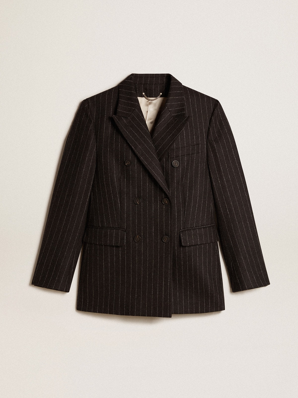 Women's double-breasted blazer in gray melange wool| Golden Goose