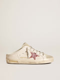 Bio-based Super-Star Sabot with pink glitter star and suede toe| Golden Goose