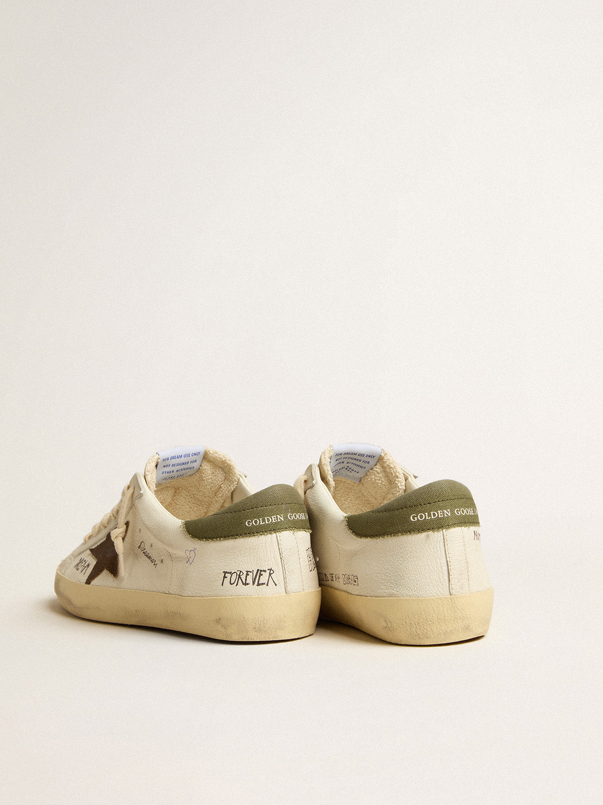 Super-Star LTD in nappa with brown suede star and green heel tab| Golden Goose