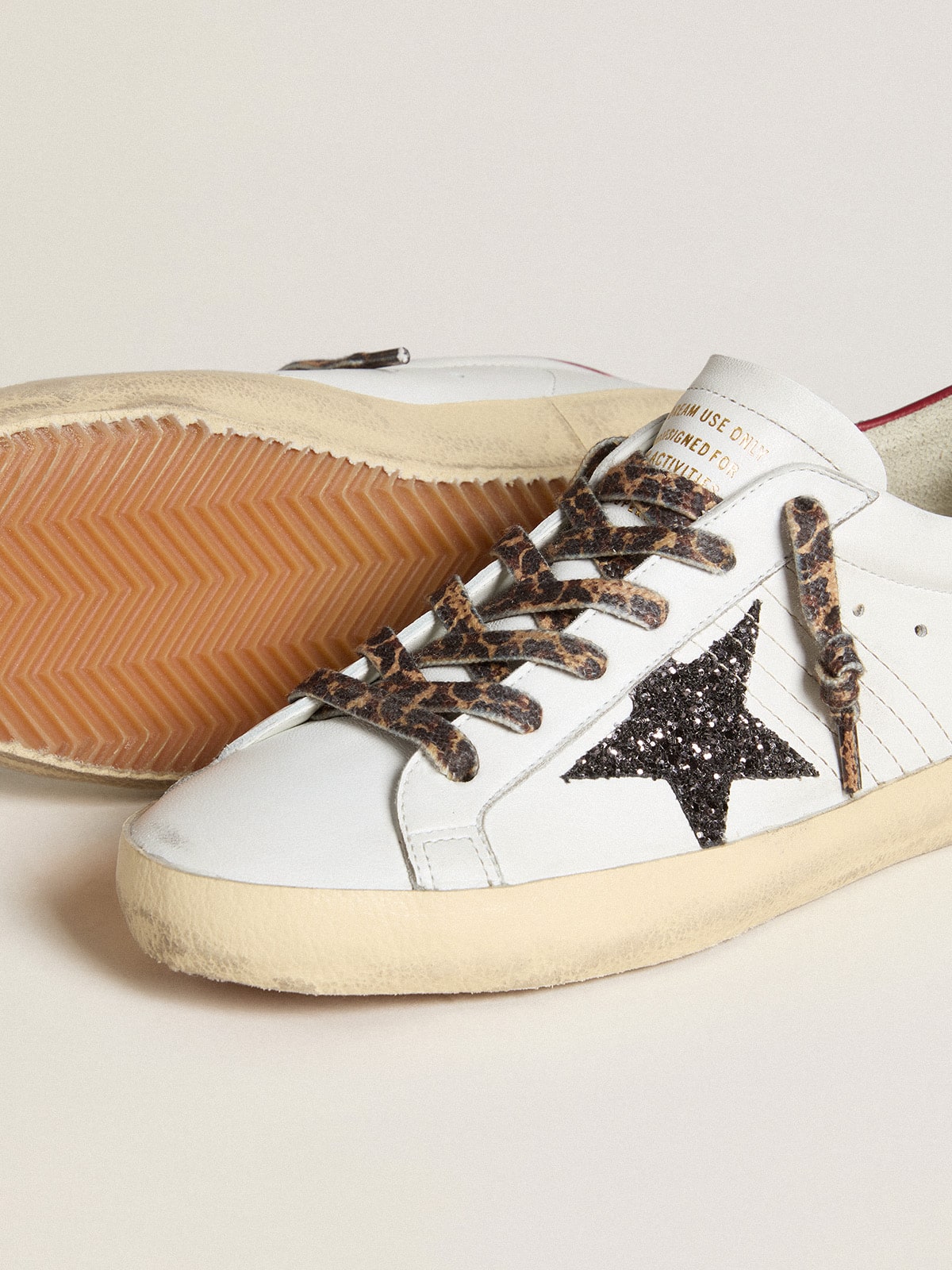 Women's Super-Star in nappa with glitter star and red nappa heel tab| Golden Goose
