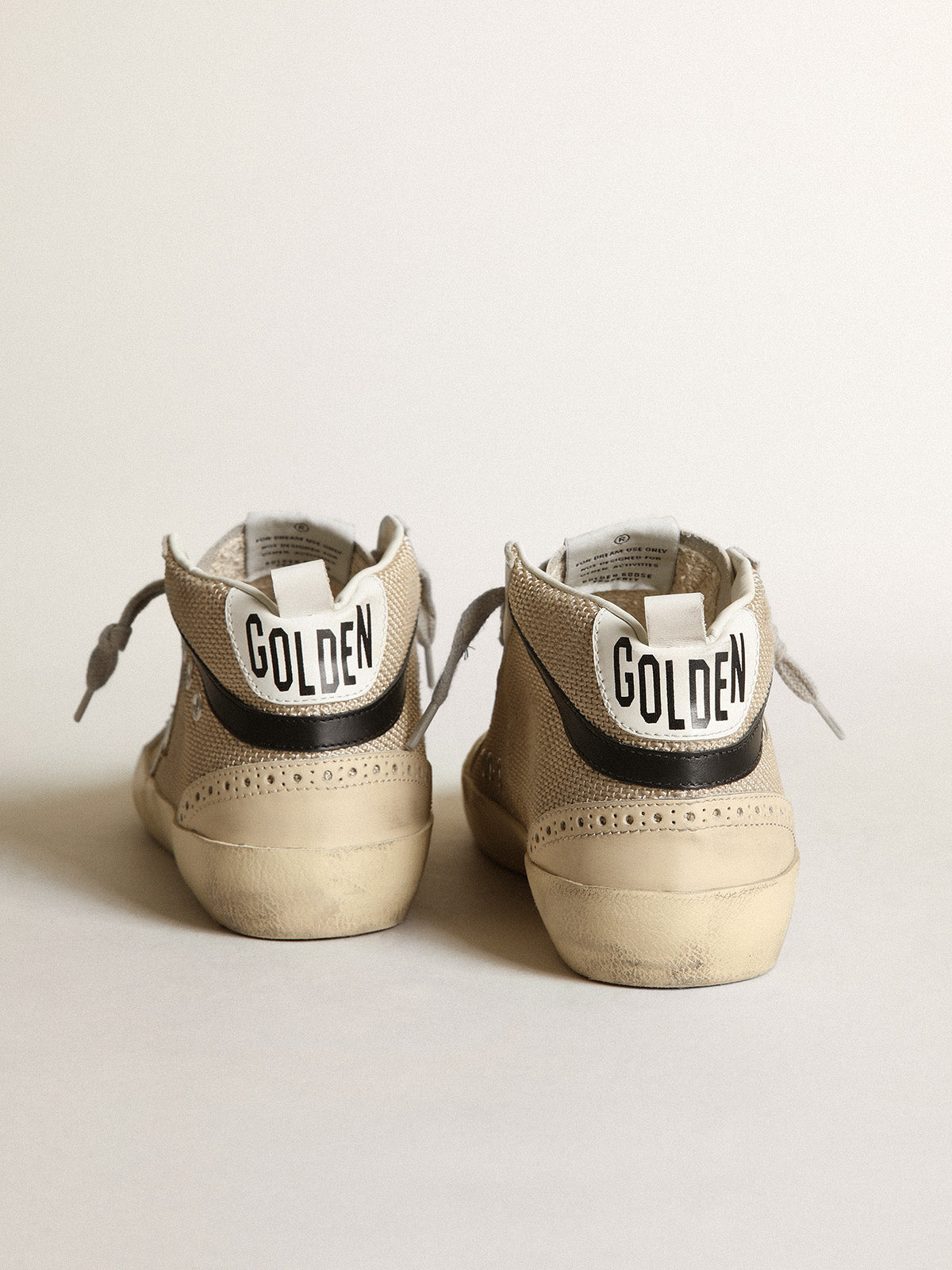 Women's Mid Star LTD in cream-colored mesh with silver star| Golden Goose