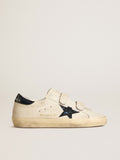 Women's Old School in leather with blue glitter star and blue leather heel tab| Golden Goose
