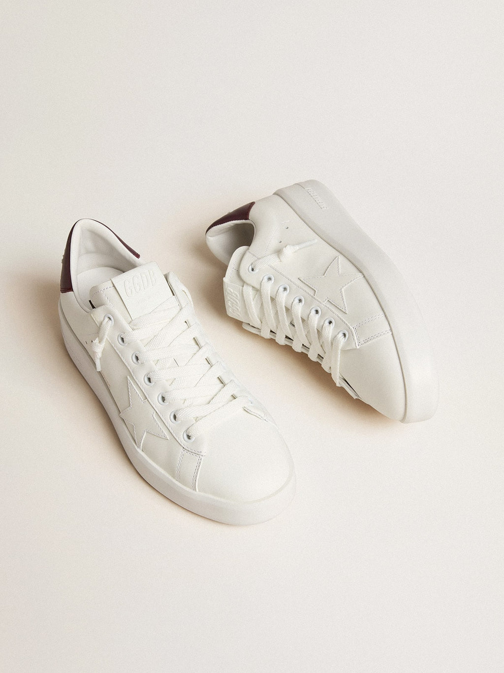 Purestar with white leather star and plum leather heel tab| Golden Goose