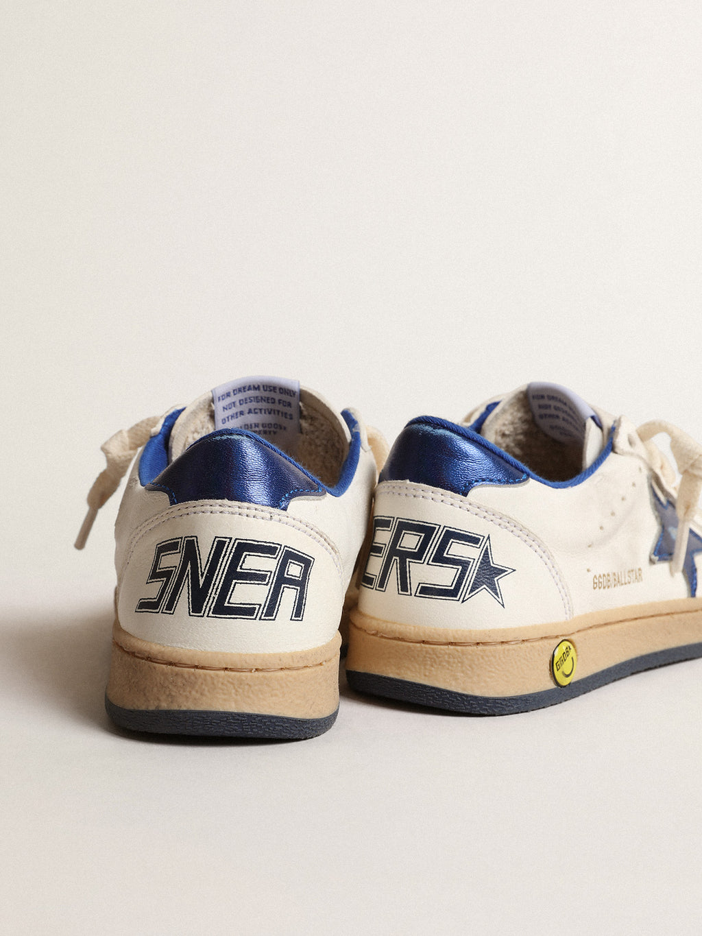 Ball Star Junior with blue metallic leather star and heel tab| Golden Goose