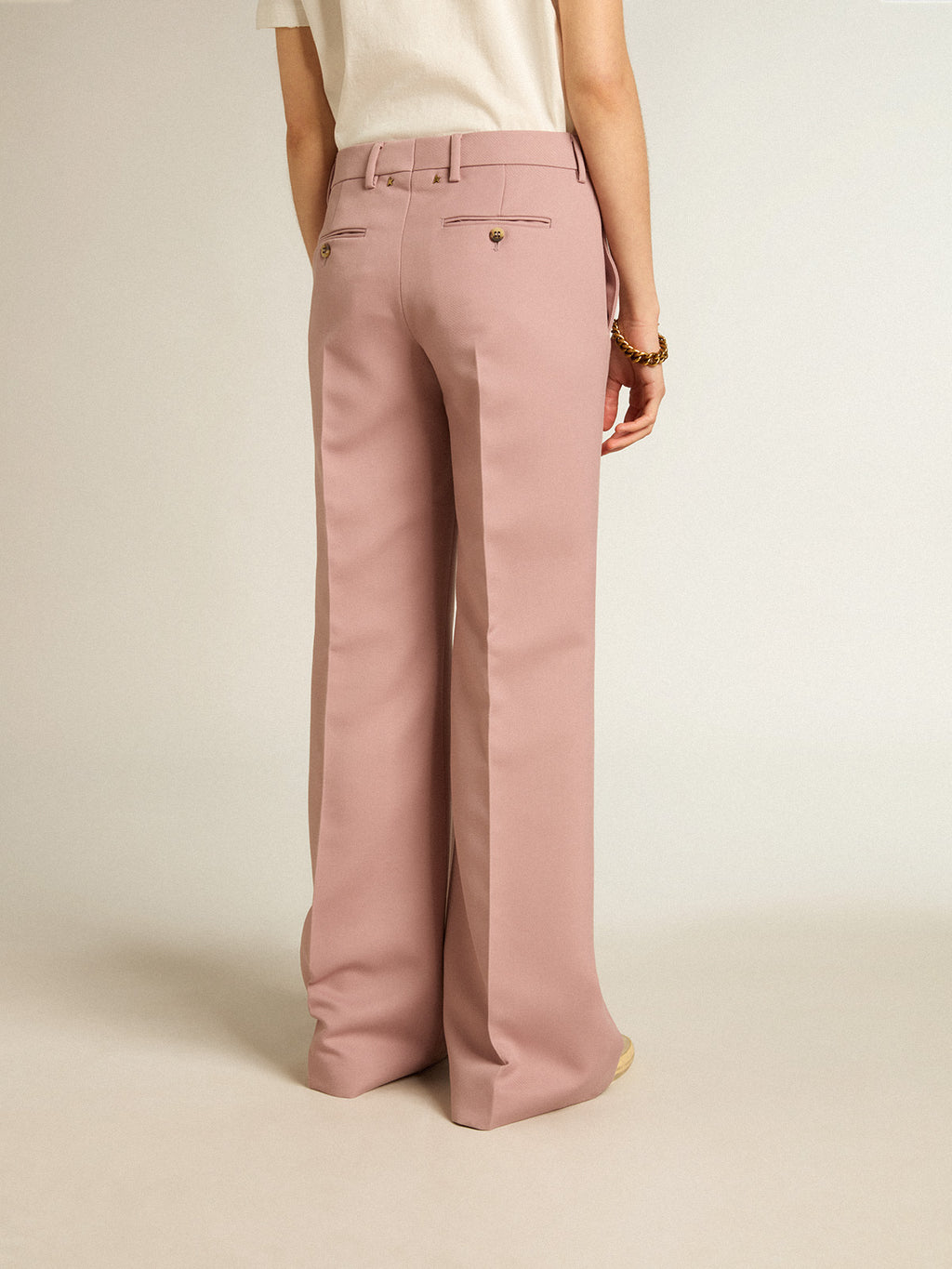 Pants in pink tailoring fabric| Golden Goose