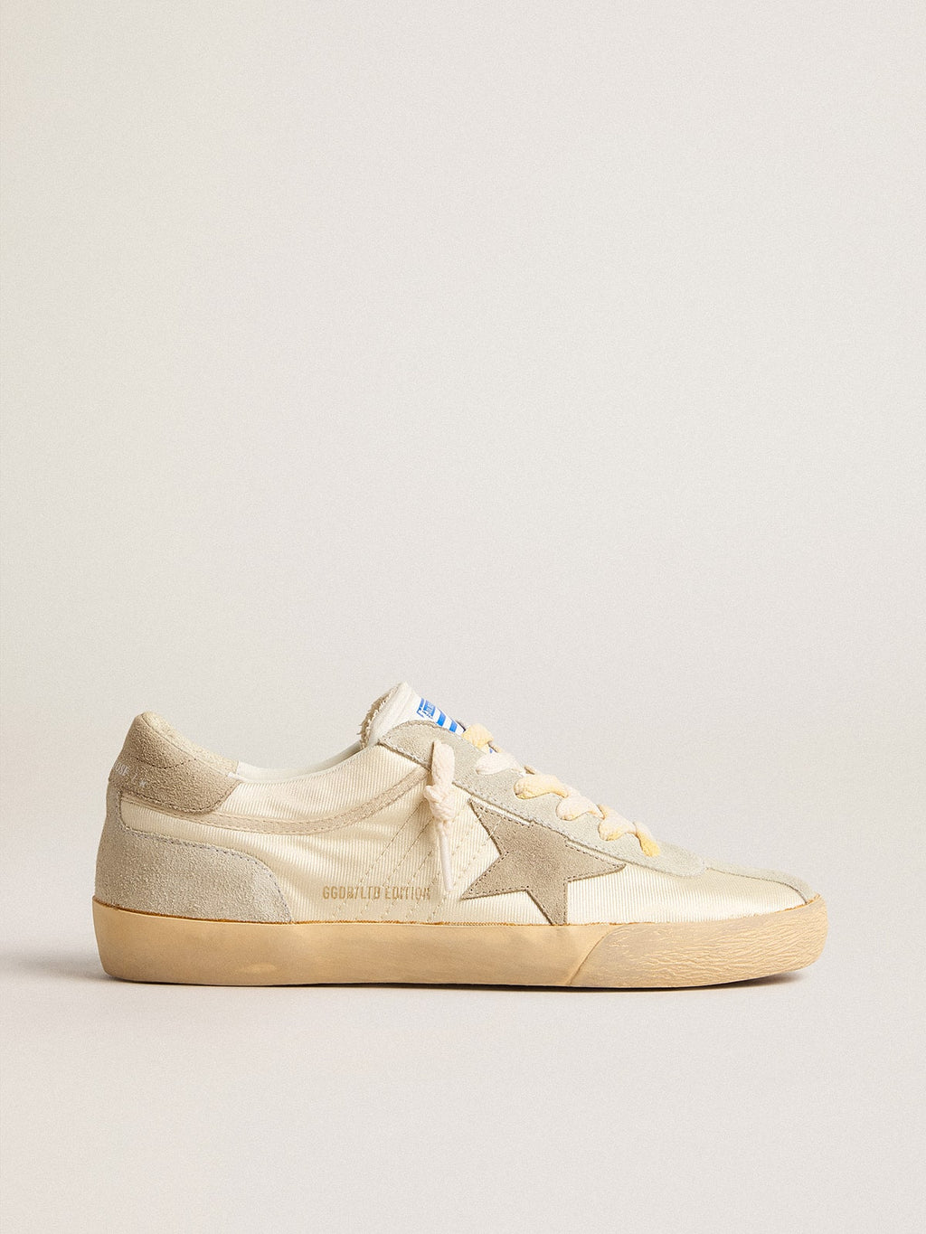 Women's Super-Star LAB in nylon with dove-gray star and ice-gray suede inserts| Golden Goose