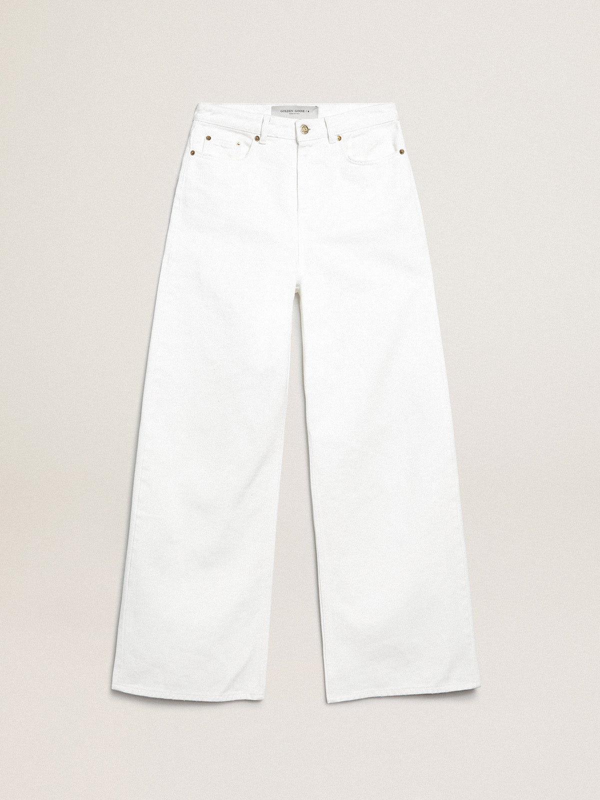 Wide-leg jeans in white bull denim| Golden Goose