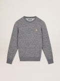 Men's mélange gray cotton sweatshirt with gold star on the front