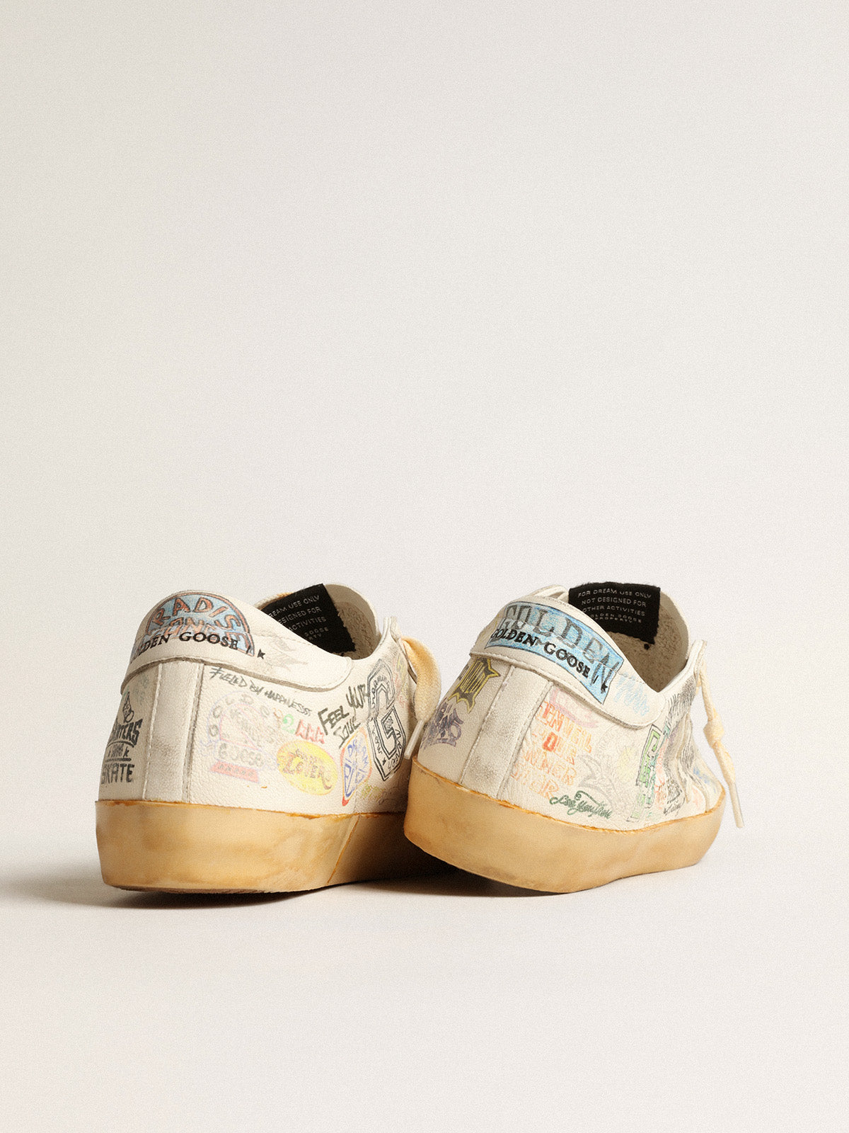 Super-Star in white nappa with all-over multicolor graffiti| Golden Goose