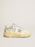 Men's Forty2 in white leather with laces with Swarovski crystals and gray star| Golden Goose