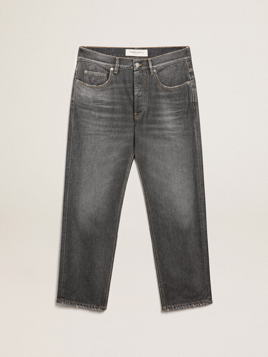 Black mid-wash slim-fit jeans| Golden Goose