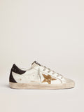 Women's Super-Star with gold star and black glitter heel tab| Golden Goose