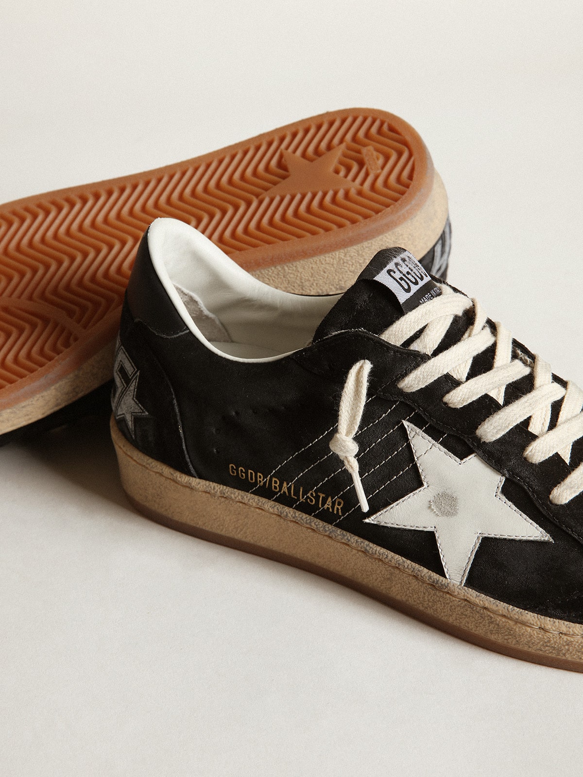 Men's Ball Star in black suede with white leather star| Golden Goose