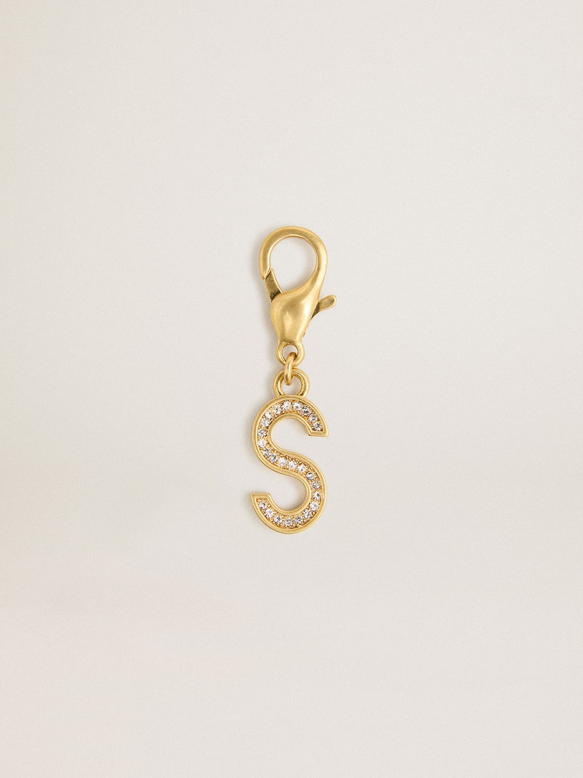 Letter S charm in gold-colored brass with crystals| Golden Goose