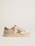 Stardan in ecru nappa leather with gold glitter star and heel tab| Golden Goose