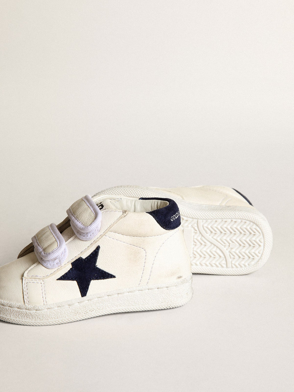 June Junior in nappa with dark blue suede star and heel tab| Golden Goose