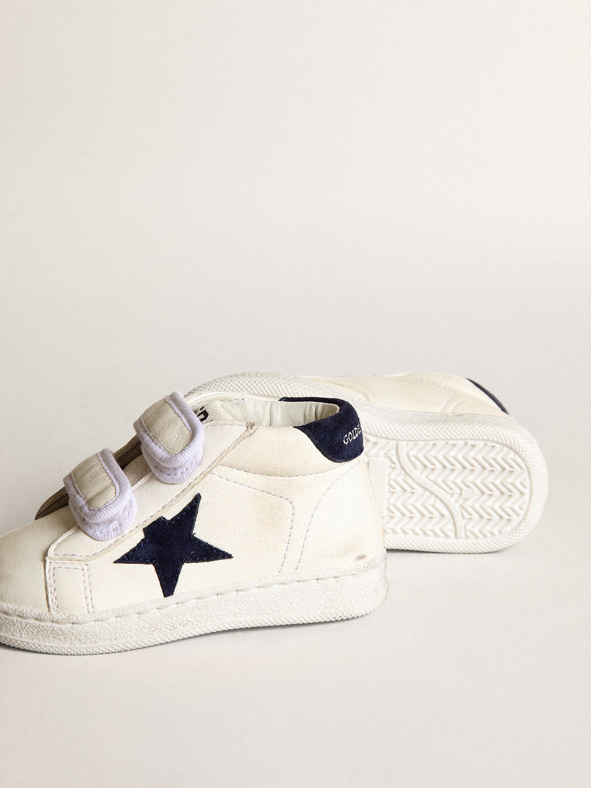 June Junior in nappa with dark blue suede star and heel tab| Golden Goose