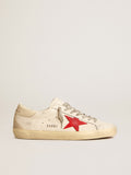 Super-Star in nappa with red star and cream leather heel tab| Golden Goose