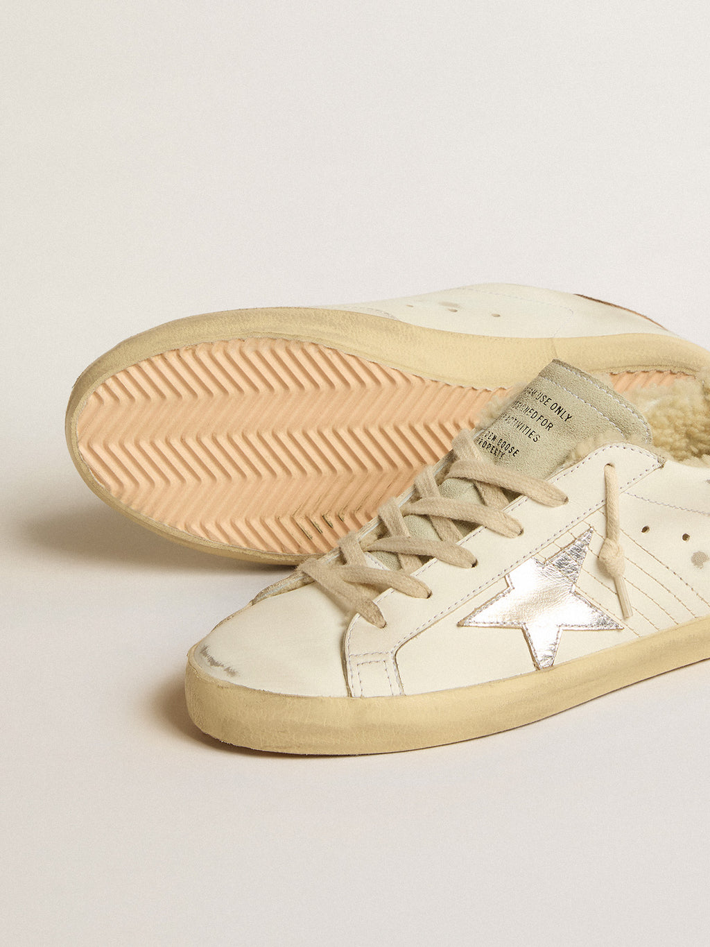 Super-Star with silver leather star and crocodile-print leather heel tab| Golden Goose