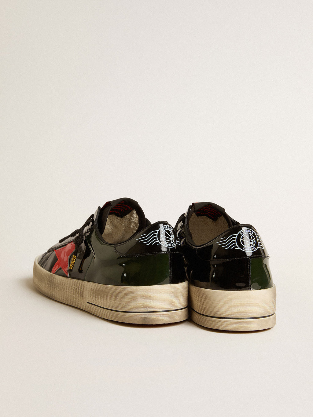 Women's Stardan in black and green patent leather with orange star| Golden Goose