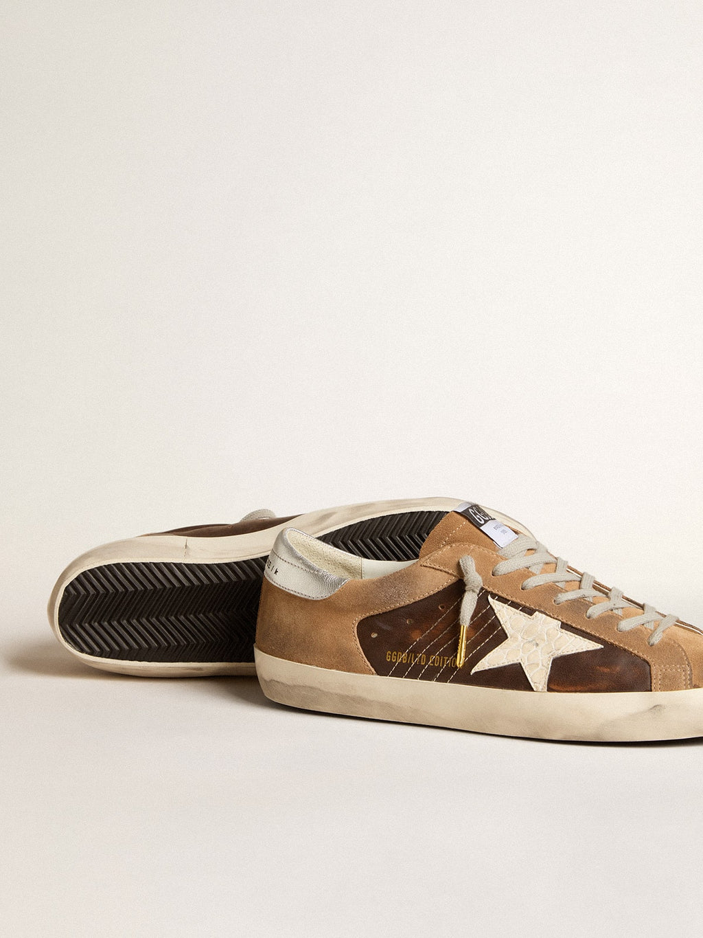 Super-Star LTD in brown leather and tobacco suede with white star| Golden Goose