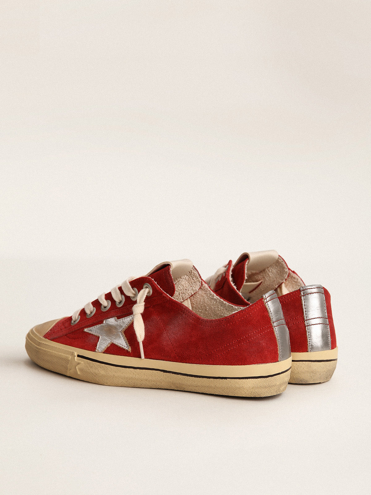 Women's V-Star LTD in dark red suede with silver star| Golden Goose
