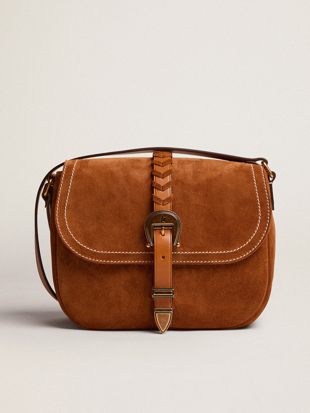 Women's medium Rodeo Bag in rum-colored suede| Golden Goose