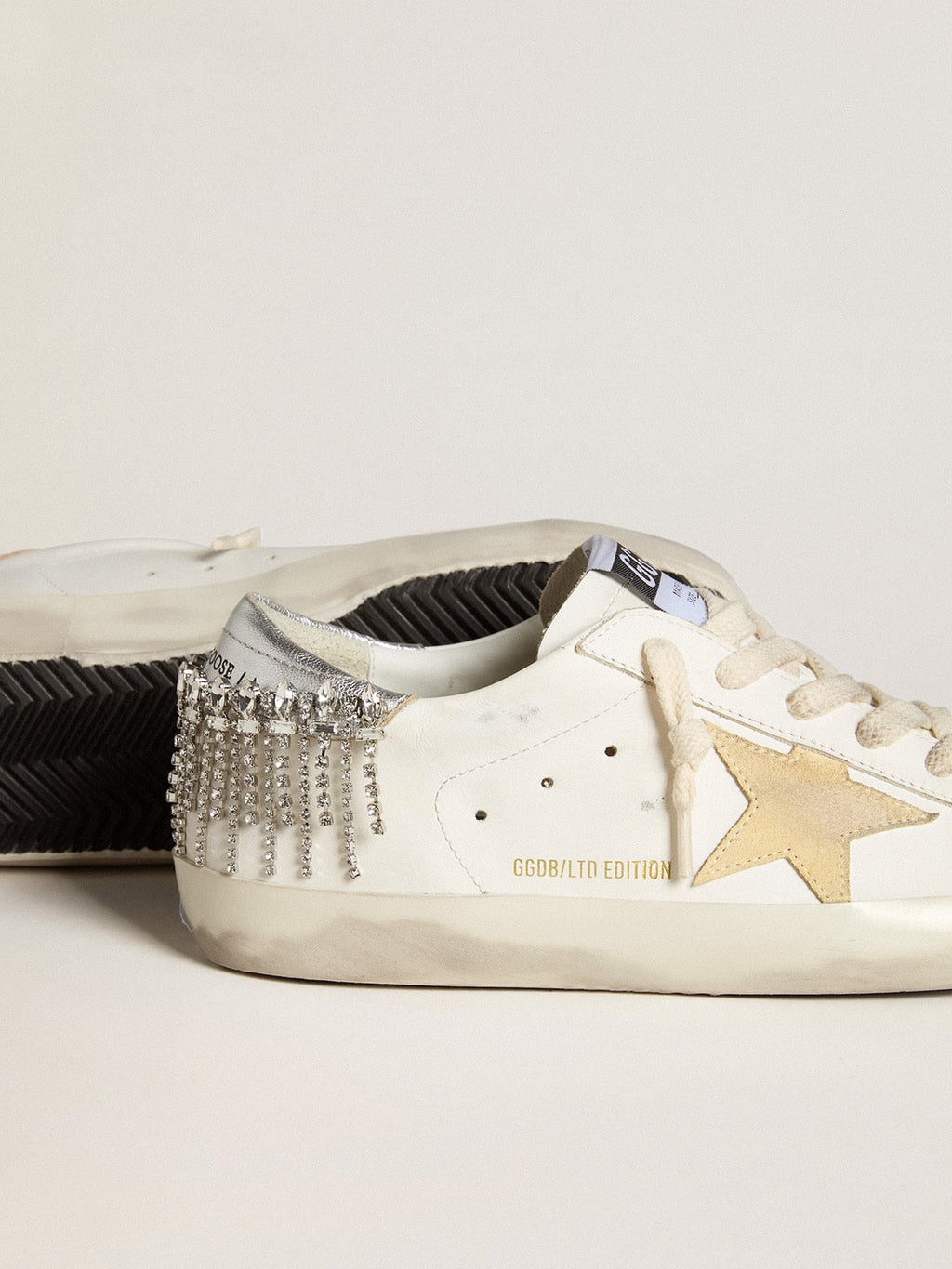 Super-Star LTD with suede star and leather heel tab with crystals| Golden Goose
