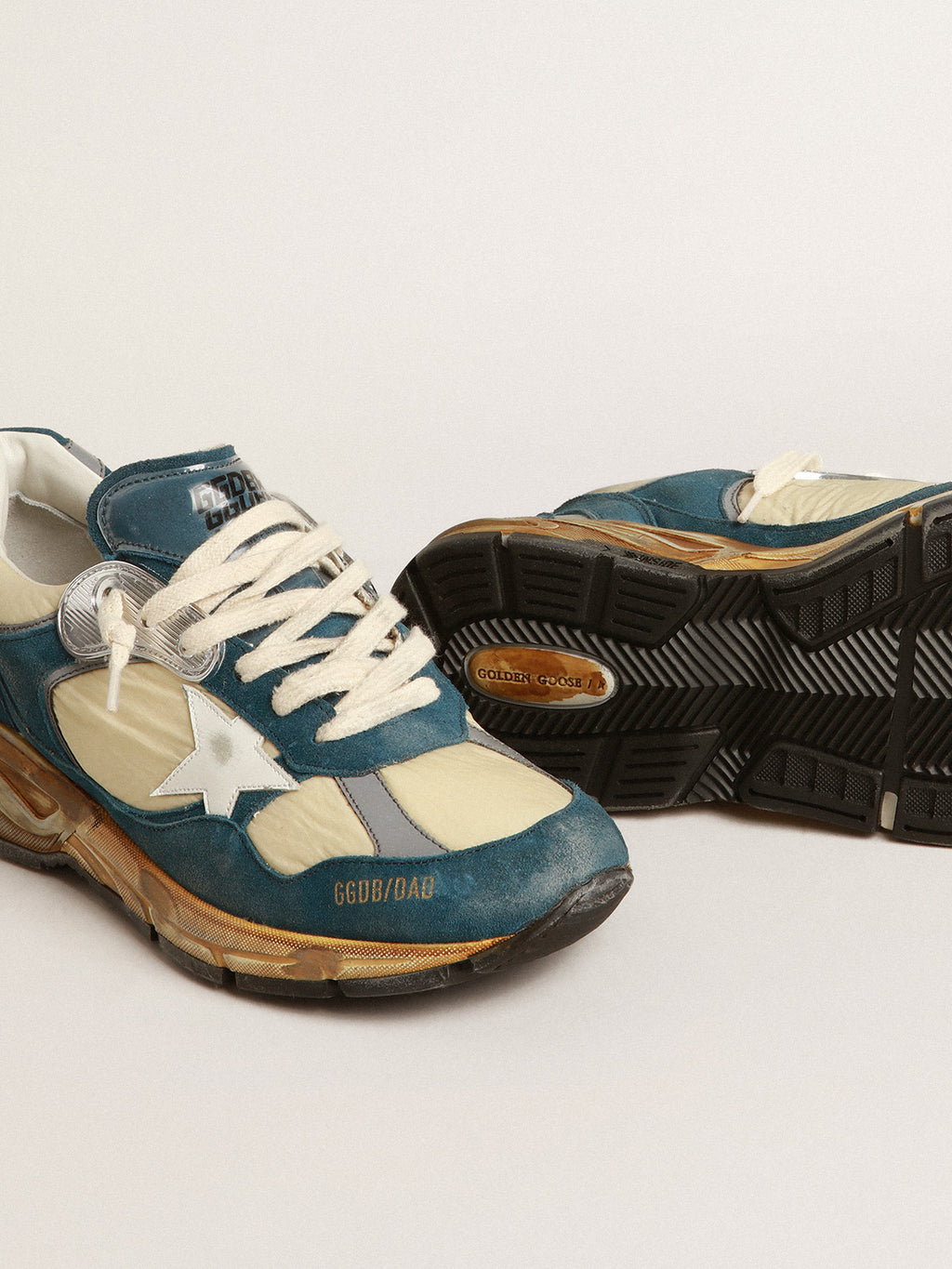 Women's Dad-Star in petrol-blue suede with white leather star| Golden Goose