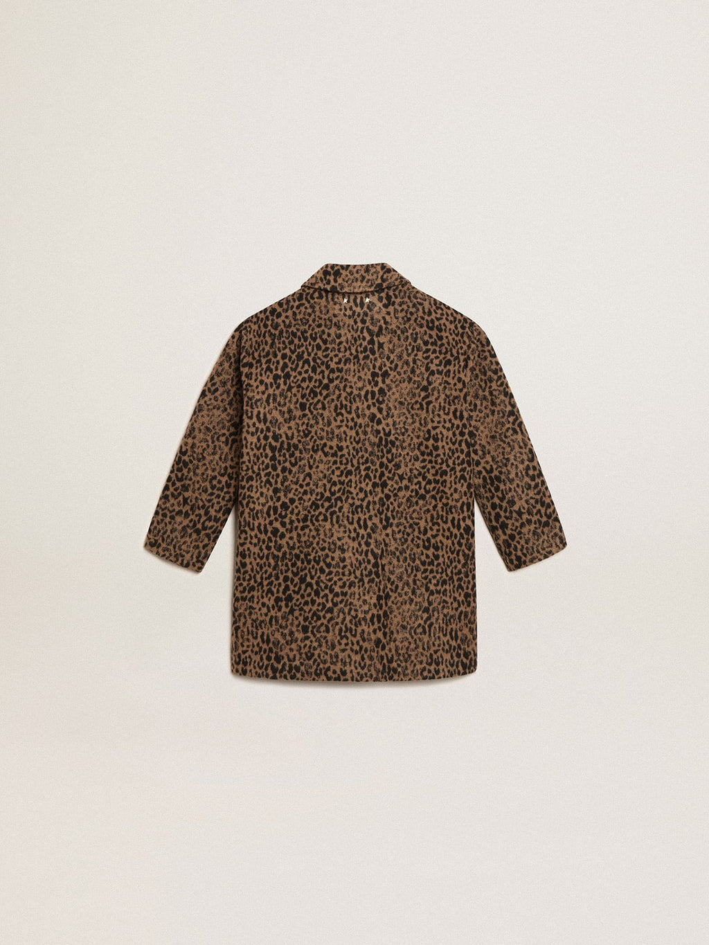 Girls' single-breasted coat in wool with jacquard animal print| Golden Goose