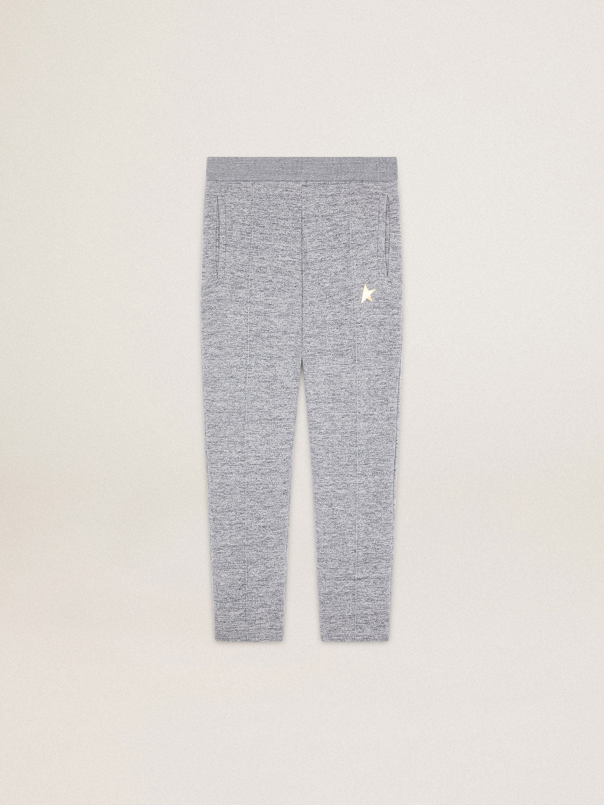 Men's gray joggers with gold star on the front| Golden Goose