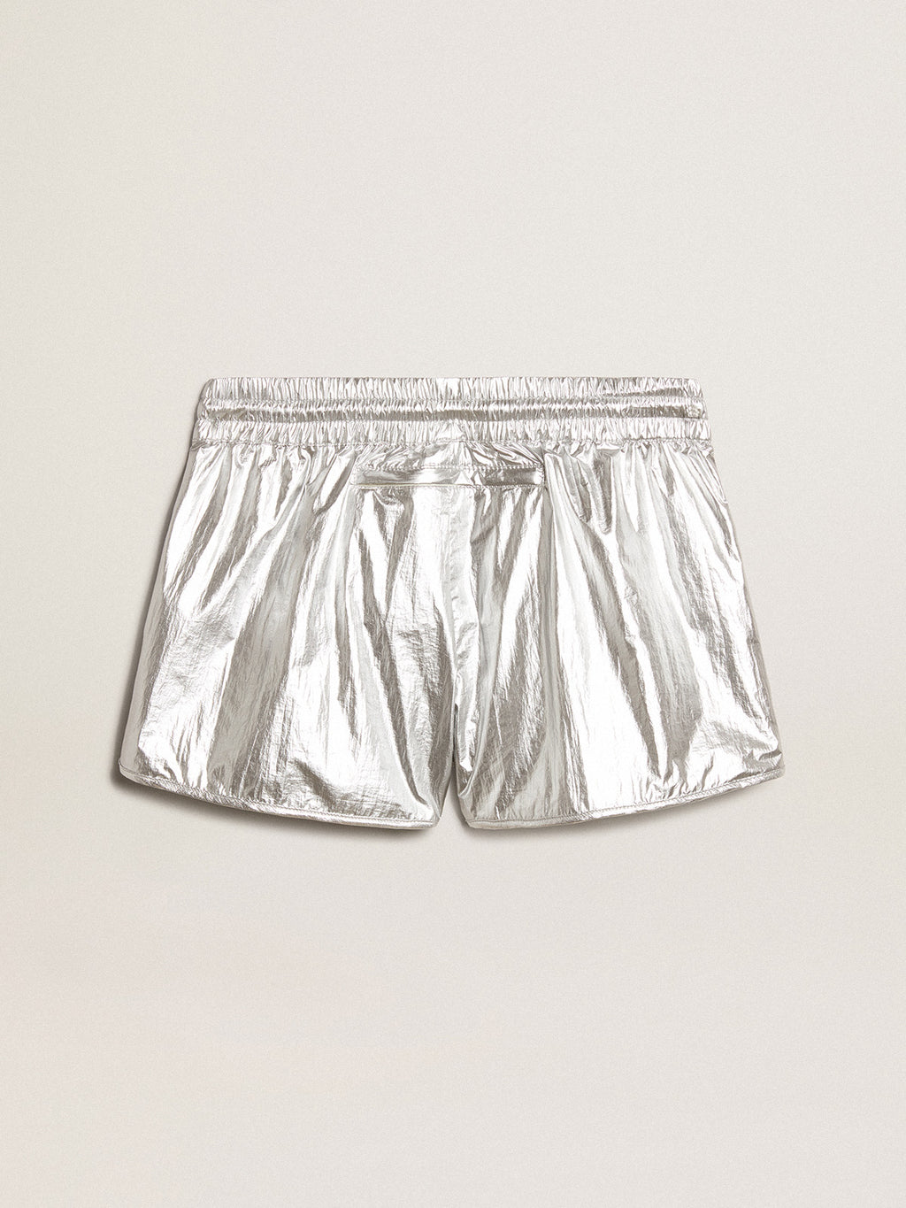 Women's running shorts in silver fabric| Golden Goose